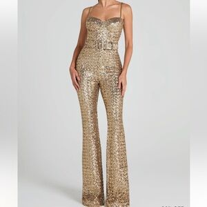 Lucinda Gold Jumpsuit by Nadine Merabi